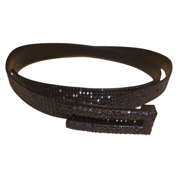 Saint John Black Satin, Lace, Jeweled Blouse / Shirt, Pants, and Belt Size 16 - Picture 9 of 9